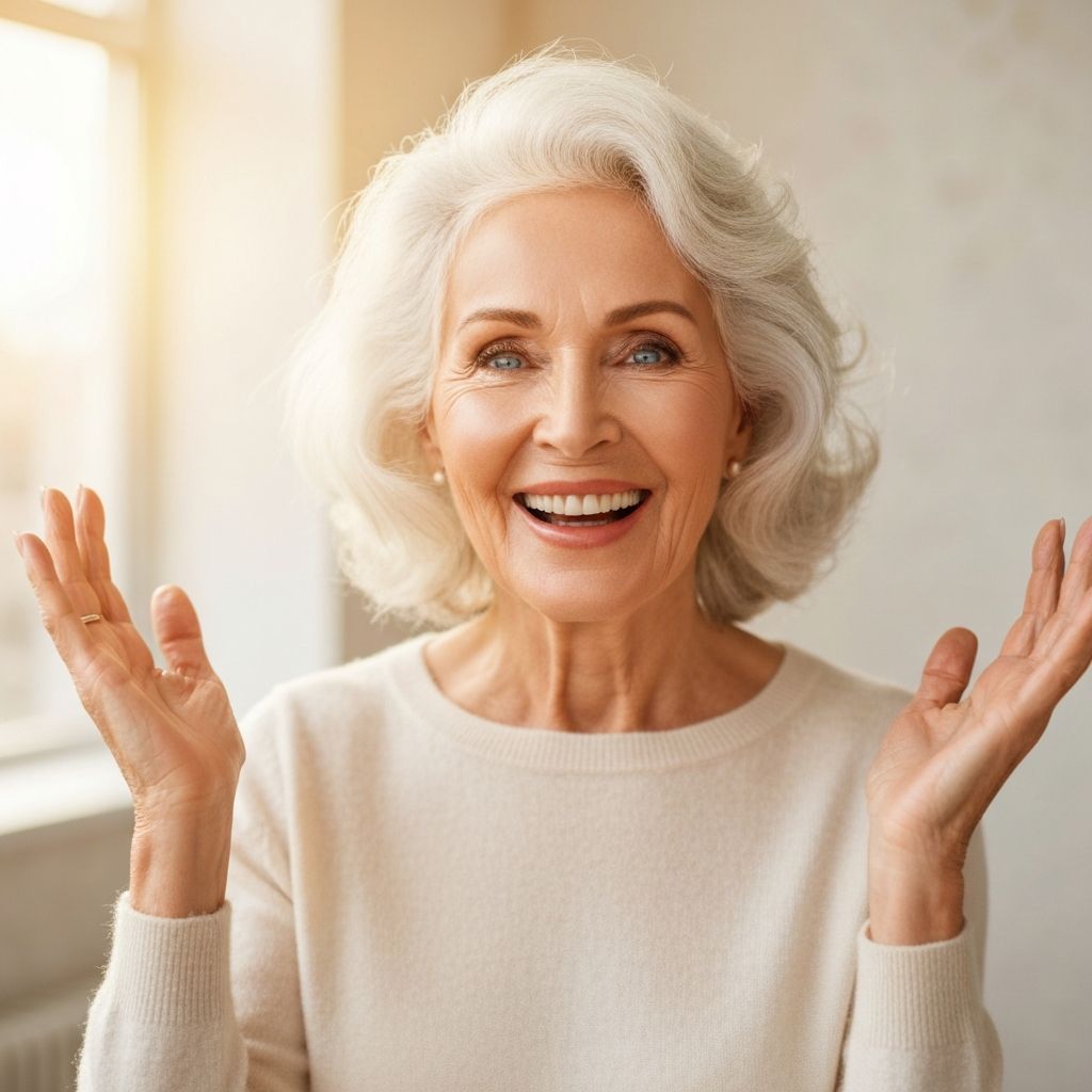 Glückliche ältere Frau nach Detox-Kur