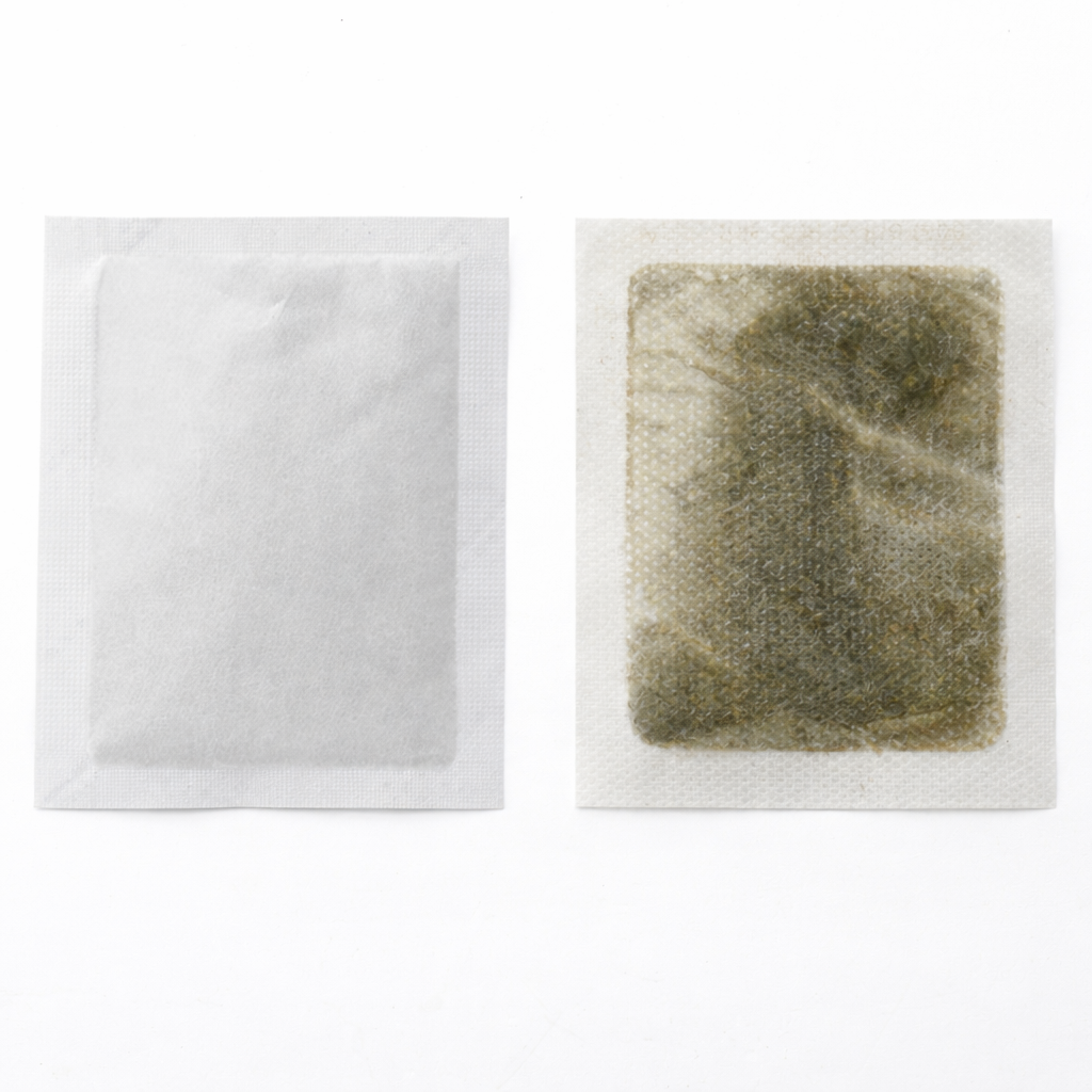 Detox Patches Vorher Nachher Vergleich – Verfärbung zeigt extrahierte Giftstoffe